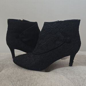 Kelly & Katie Elegant Black Lace Heeled Boots